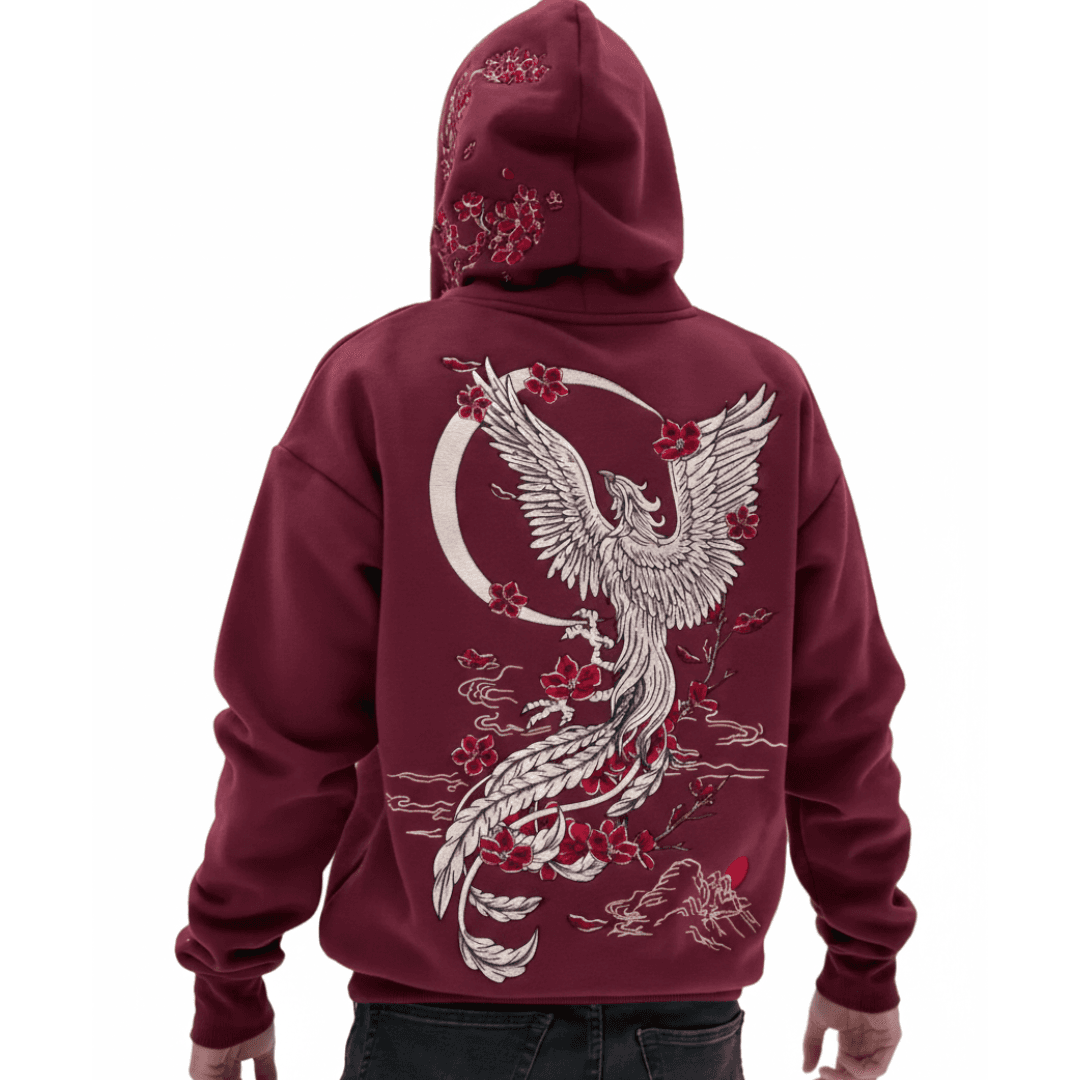 Embroidered Phoenix Hoodi