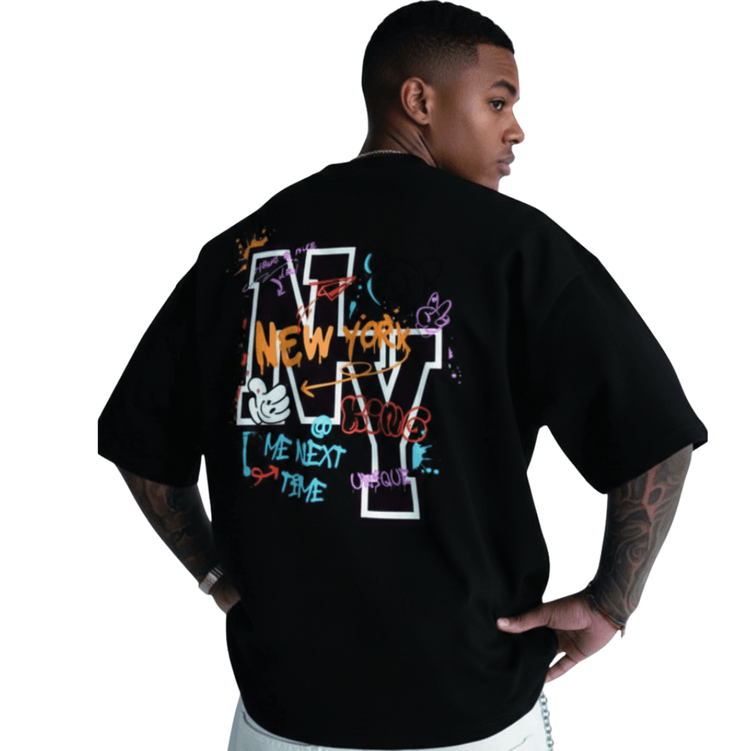 black oversized streetwear t-shirt