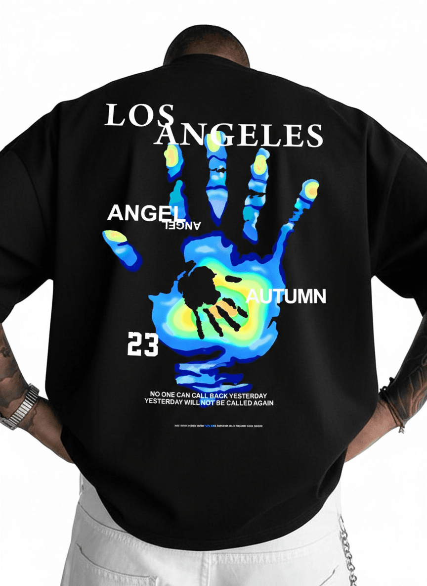 black oversized "Thermal Handprint" t-shirt