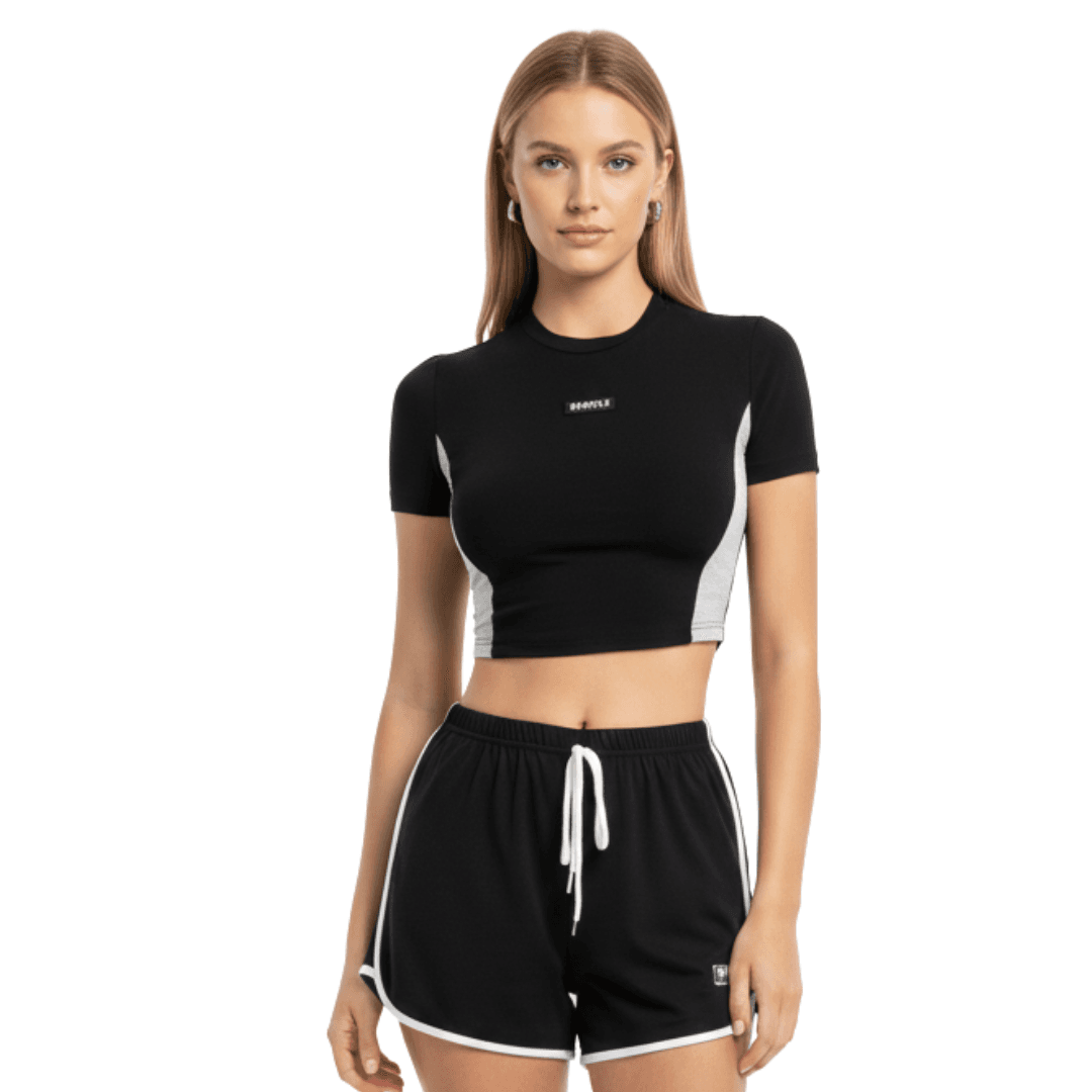 black and white contrast athletic set