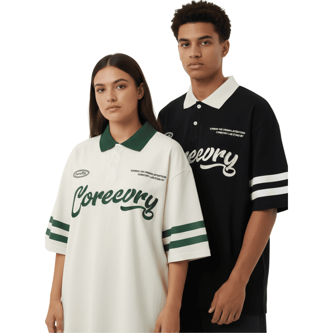heavy-weight drop-shoulder polo t-shirt
